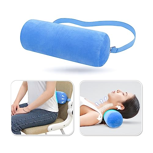 Zelen Lumbar Roll Support Pillow For Office Chair Lower Back Support Posture Back Roll Round Lumbar Pillow Foam Cushion For Car Seats cover