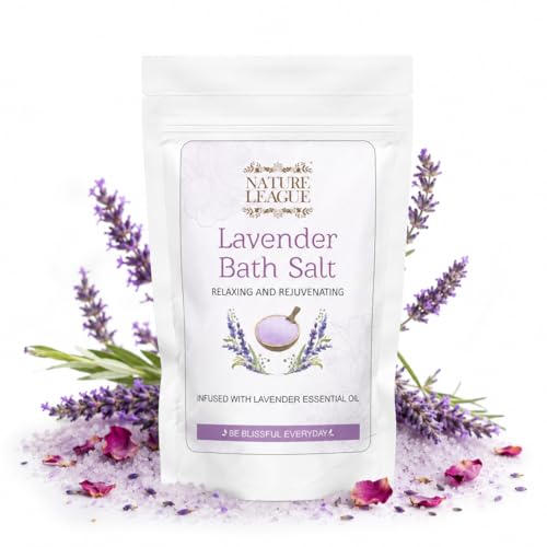 Image of Lavender Bath Salt Soak with Natural Essential Oils, Calming Aromatherapy for Stress Relief, Muscle Relaxation & Skin Revitalization, Luxury Spa-Like Experience, Paraben & Cruelty Free, 250g (Pack of 1)
