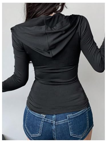 Women's Hooded Zip Up Workout Jacket Athletic Yoga Tops Slim Fit Long Sleeve Lightweight T Shirts2