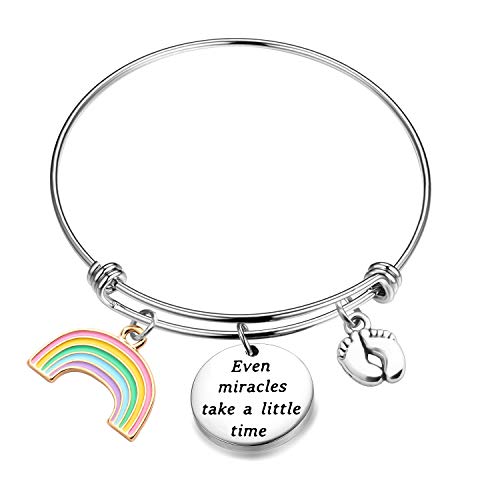CHOORO Rainbow Baby Bracelet for New Mom Even Miracles Take a Little Time Pregnancy Wish Gift (Even Miracles Take a Little Time)