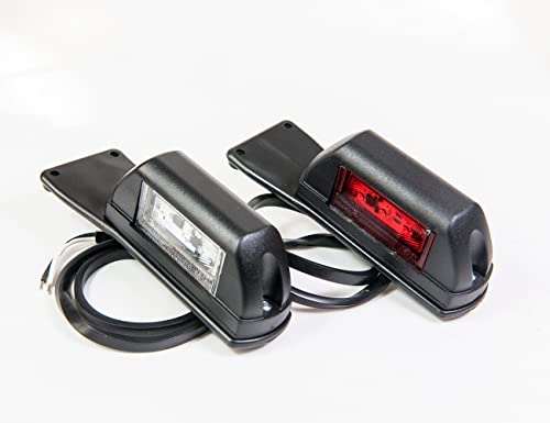 Lot de 2 feux de contournement LED 12-24 V, 2 couleurs : blanc, rouge, pour remorque de camion, remorque, caravane, etc.