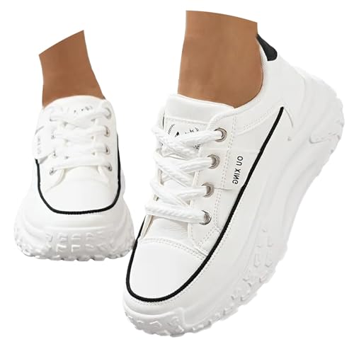 Platform Sneakers Women Chunky Sneakers Casual Walking Shoes Preppy Shoes Non Slip Breathable Fashion Sneakers
