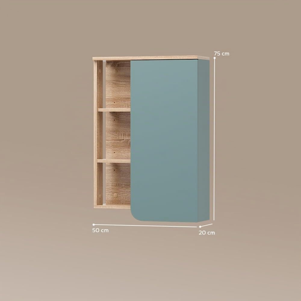Livinity Armario de baño Marano, Gris Azulado, 50 x 75 cm con Puerta y Compartimentos Abiertos
