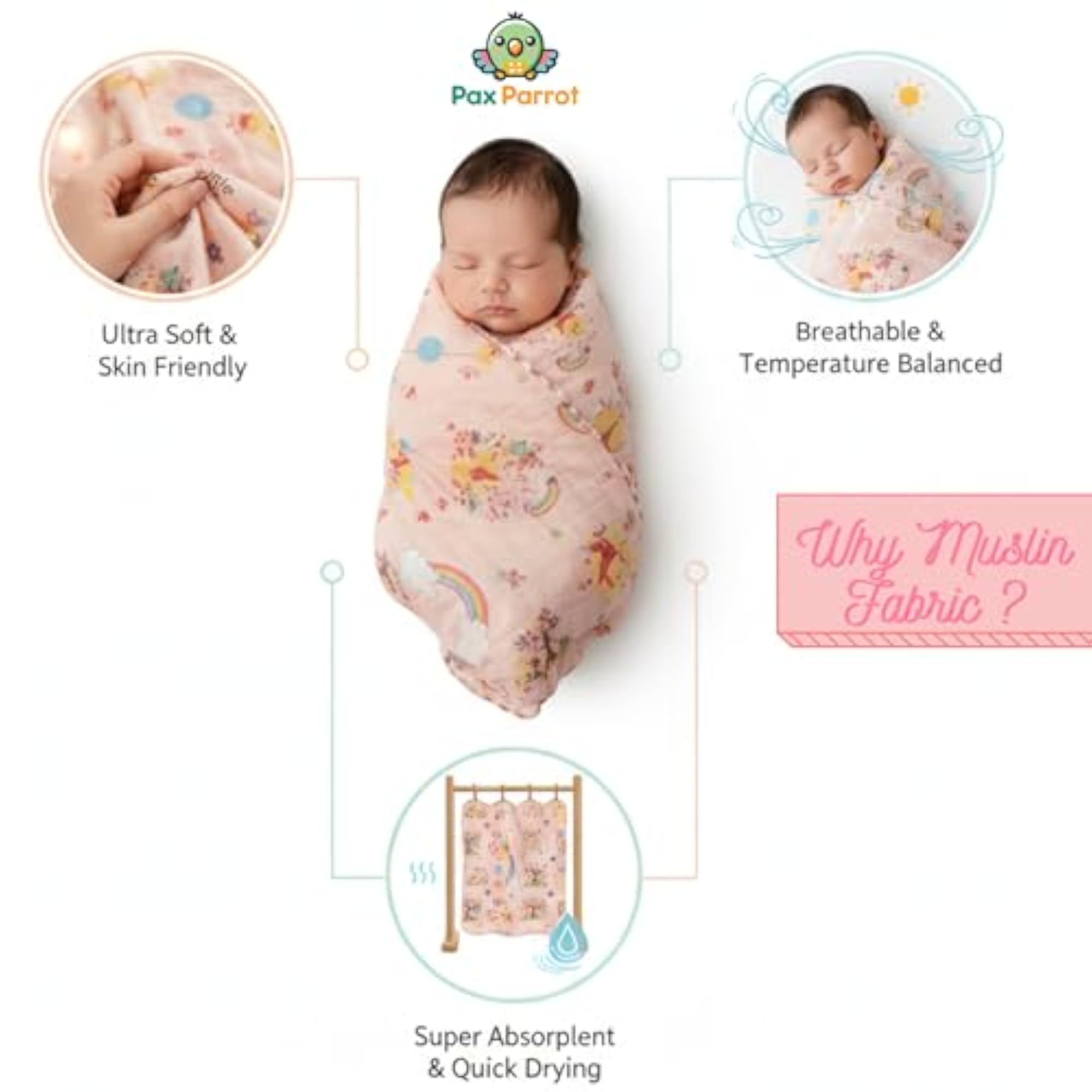 Premium 6-Layer Muslin Baby Blanket, Cotton