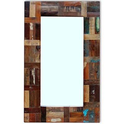 Festnight Retro Wall Mirror Reclaimed Wood Frame Bedroom Mirror Bathroom Vanity Glass Mirror Entrance Hall Living Room… 41nk8eaeTuL. SS400
