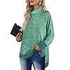 OFEEFAN-Womens-Turtle-Neck-Sweatshirts-High-Low-Hem-Side-Slit OFEEFAN Womens Tunic Tops Long Sweaters for Women to Wear with Leggings Green XL