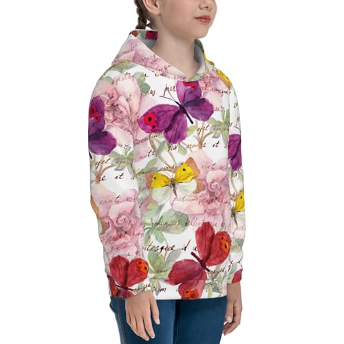 Butterflies and Vintage Kids Pullover Hoodies Boys Sweatshirts Girls Athletic Clothes with Pocket3