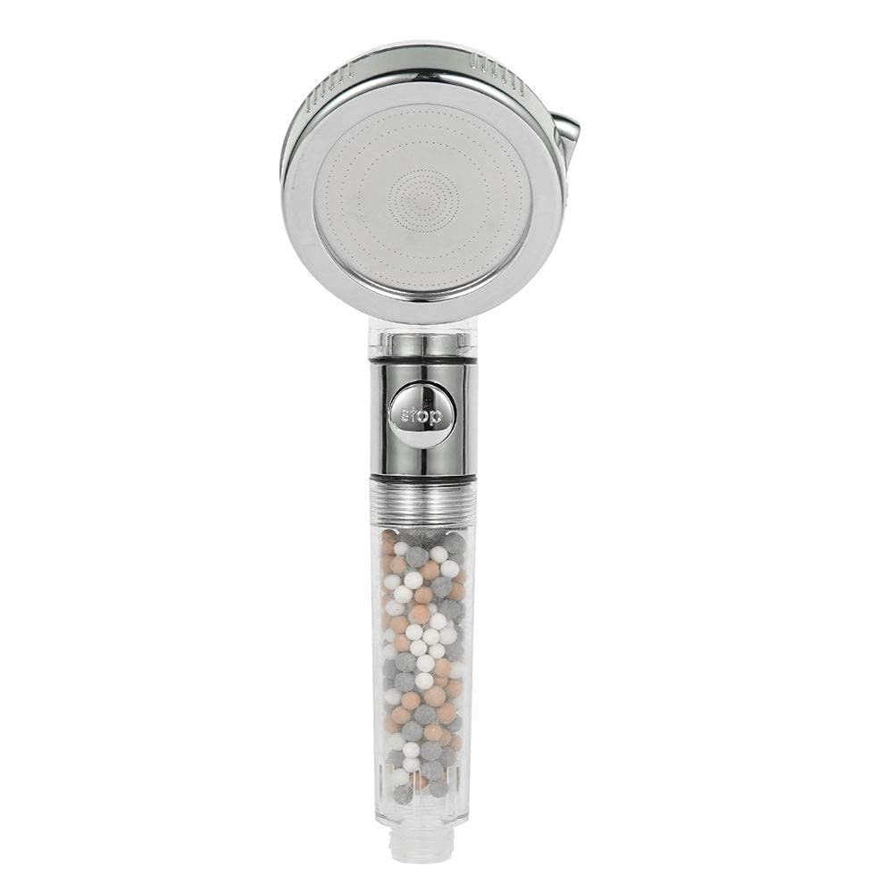 Cabezal de Ducha con Bolas de Filtro de Repuesto, Cabezal de Ducha de SPA con botón de Parada, Cabezal de Ducha Ajustable de 3 Modos, Cabezal de Ducha de Alta presión