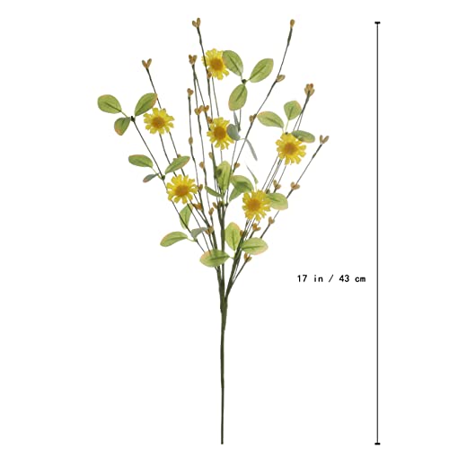 Yawwind 6 Pack Summer Flower Picks And Sprays, 17 Inch Tall Artificial Spring Flower And Berry Stems With Green Leaves For Spring Easter Decor Flower Arrangement (Yellow) #TOP1
