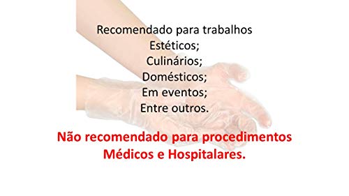 Luva Plástica Descartável Transparente - Kit com 1000 Unidades (10 Pacotes)