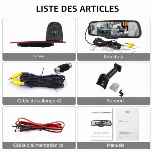 Caméra de recul Ford Transit Custom 2012-2015 double objectif avec écran moniteur 6,8" - 5