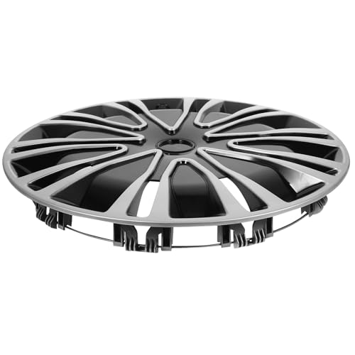 SHINEOFI Tapacubos de Ruedas de Automóviles Decorativos 15 Pulgadas, Cubierta de Cubo de Rueda para Coche, Material Resistente, Color Plata y Negro, Protección contra Polvo