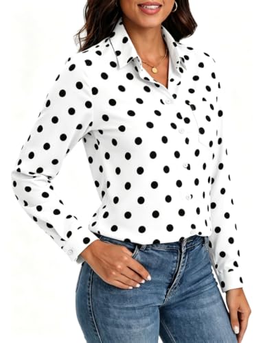 Image of Soft Wrinkle-Free Button Down Stretch Shirts for Women, Breathable Moisture-Wicking Casual Work Dress Tops