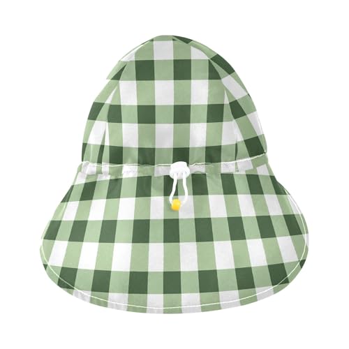Green White Checkered Plaid Toddlers Sunhat Boys Beach Girl UPF 50+ Protection Wide Brim Beach Essentials3