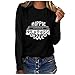 Produktbild LILIHOT Damen Langarm T-Shirt mit Rundhals Mode Print Sweatshirts Tunika Blusen Casual Langarmshirt