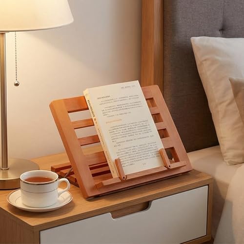 Support de lecture en bois avec bras télescopique réglable pour manuel et tablette - 3