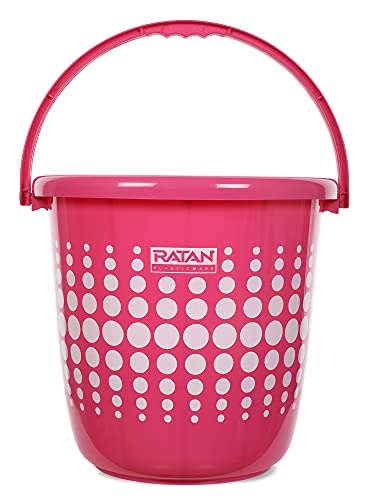 Image of Ratan Plastics 3 Pieces Bathroom Set 2 Super Saver Bucket 16L + 1 Super Saver Mug 1000ml Polka Dots - Pink, Standard (ECCPL980067-001)