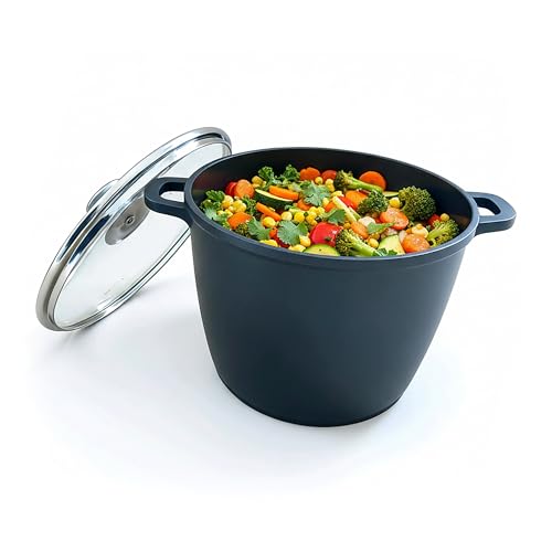 Relaxdays Faitout antiadhésif en Aluminium moulé 10L, 28cm, Induction, Noir