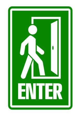 Enter-. Signage, Waterproof Sticker