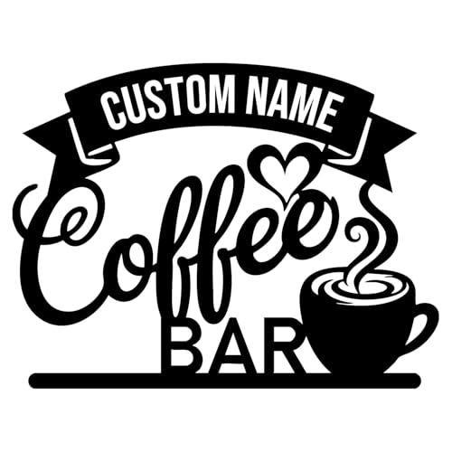 Personalized Coffee Bar Metal Sign – Custom Name & Logo,