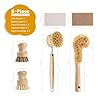 DEBETOOL 6 Piece Bamboo Dish Brush Set with Coconut Sponge - Wooden Dish Brush with Sisal and Palm Fiber, Natural Bamboo Dish Scrub Brush for Kitchen Cleaning Dishes, Pots, Pans, Bottles, Vegetables #1