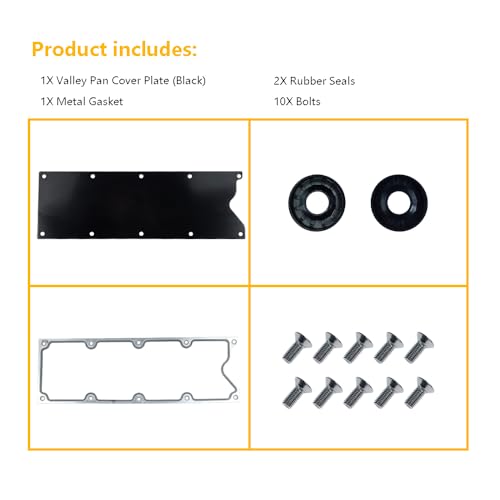 Image of LS Gen 3 Valley Pan Cover Plate Low Profile w /Gasket, Seal | Compatible with GM LS Gen III Engine LSX LS1 LM7 LR4 LQ4 LS6 L59 LQ9 LM4 L33, Chevy GMC Silverado | OE# 551629 12558178 MS19328 (Black)