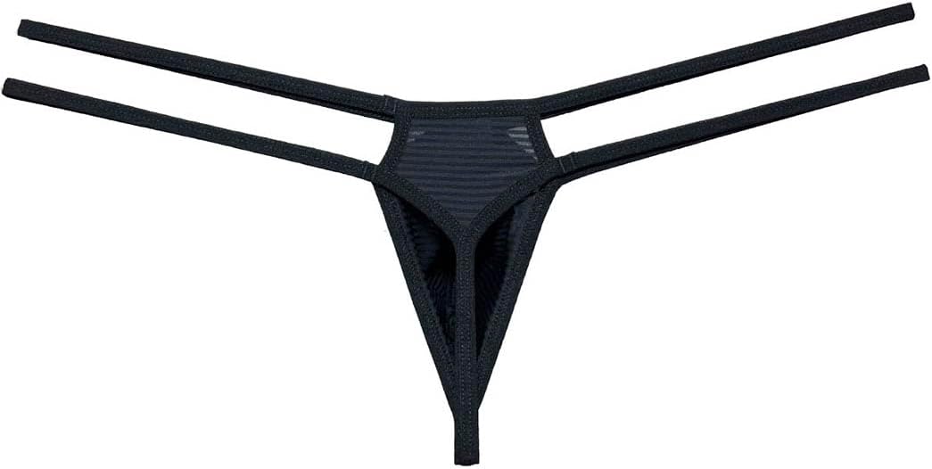 Men G-String Underwear Ice Silk Thong Jockstraps Low-rise Tangas Bulge Pouch T-back 2 Strapes Waist Design