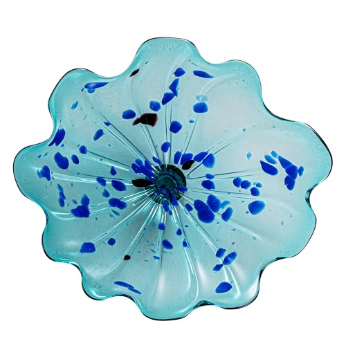 Hand Blown Art Glass Wall Decor, Unique Blown Glass Wall Plates, 12Inch Light Blue Accent for Staircase, Hallway, Living Room, Bedroom, Kitchen, Dining Table Hand Blown Art Glass Wall Decor, Unique Blown Glass Wall Plates, 12Inch Light Blue Accent for Staircase, Hallway, Living Room, Bedroom, Kitchen, Dining Table