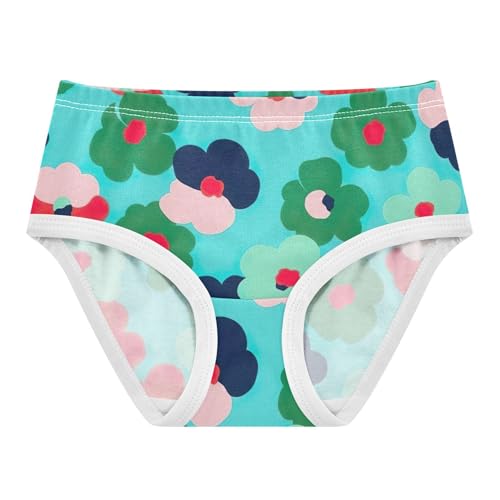 Cotton Girls Underwear Toddlers Colorful Floral Teal Little Girl Panties Durable Briefs Kids Undies 2t