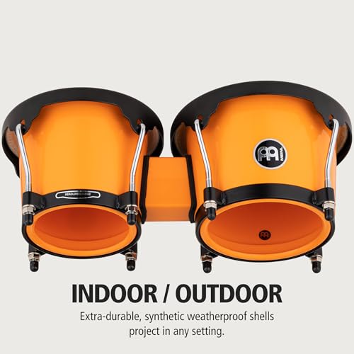 Image of Bongo Drum Set with Durable Synthetic All-weather Shells, Journey Series - NOT MADE IN CHINA - Natural Buffalo Skin Heads, 2-YEAR WARRANTY