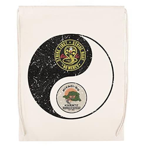 Miyagi-Do Cobra Kai Yin-Yang Beige Deporte Bolsa el Gimnasio Duradera Respetuosa con el medio ambiente Drawstring Gym Bag