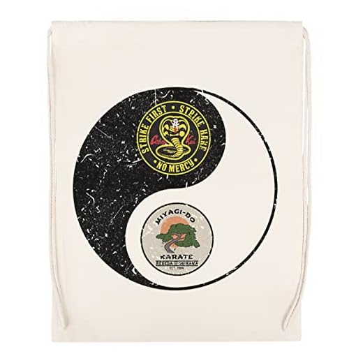 Miyagi-Do Cobra Kai Yin-Yang Beige Deporte Bolsa el Gimnasio Duradera Respetuosa con el medio ambiente Drawstring Gym Bag