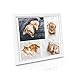 Produktbild bomoe Bilderrahmen Galeria für 4 Fotos in 15x21cm & 10x15 cm Fotorahmen aus Holz, Kunststoffglas, Metall-Aufhängung & Passepartout Multirahmen für Bilder Collagen - Weiß