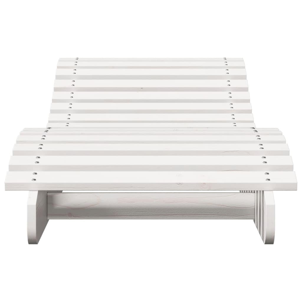 Leżaki do opalania, 2 szt., białe, lite drewno sosnowe, 205 x 60 x 31,5 cm, leżak ogrodowy, leżak na taras, basen i do ogrodu, krzesło kempingowe z wytrzymałym stelażem dla wysokiego komfortu