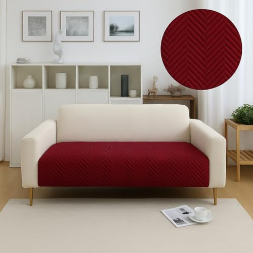 Image of Amazon Basics - Velvet Quilted Make Your Own Sofa Cover |2 Seater | Multi-Layered Fabric |120cm x 70cm | 350 GSM | Color - Maroon