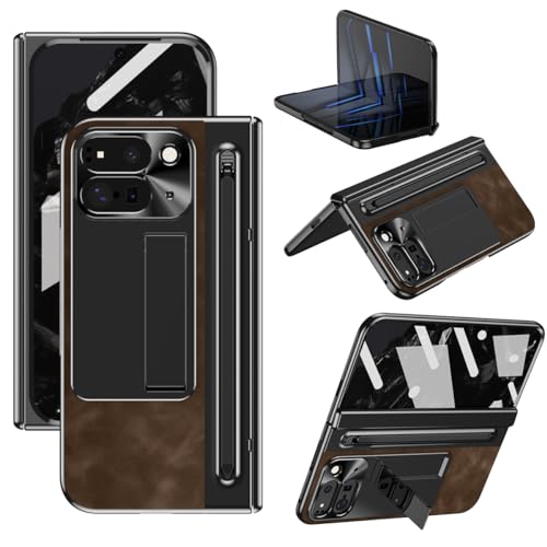 Étui en cuir Pixel 10 Pro Fold premium avec béquille et porte-stylet