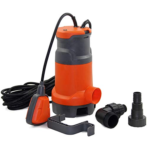 FLUENTPOWER Submersible Pump 3/4HP 3300GPH, Oil Chamber Seal Structure, Drain Clean/Dirty Water from Garden,Pond,Pool,Hot Tub,Flooded Cellar, with Float Switch and Hose Connector