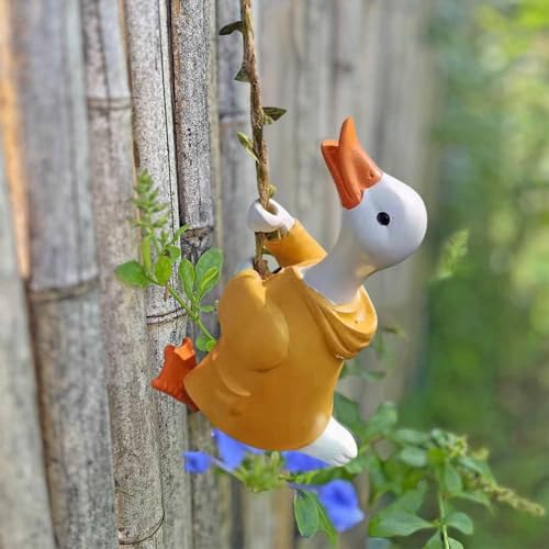 Canard escalade décoratif résine anti-UV pour embellir un jardin ou mur triste