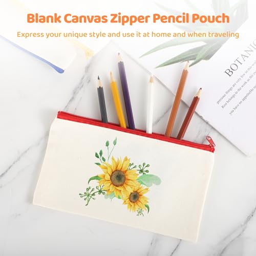Image of Homaisson Canvas Zipper Pouch Bags, 50 Pcs Blank DIY Craft Makeup Bag, Blank DIY Craft Bags, Canvas Pencil Pouch, Cotton Cosmetic Case for Makeup, Travel & Everyday Organizing (8.1 x 4.7 in)