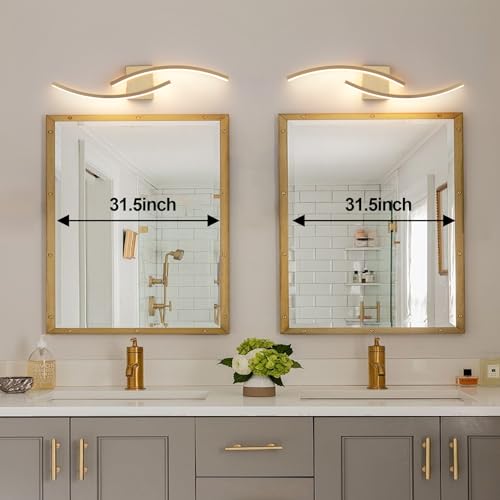 Image of 31.5 inch Modern Bathroom Vanity Light Gold Lights Fixtures Dimmable 5CCT Led Bathroom Light Fixture Over Mirror Modern Wall lamp for Cabinet Hallway