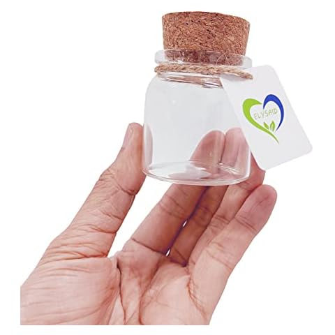 ELYSAID 5pcs of 50 ml Small Glass vials with Cork Tops Tiny Bottles Little Empty Jars 47 * 50mm Cover