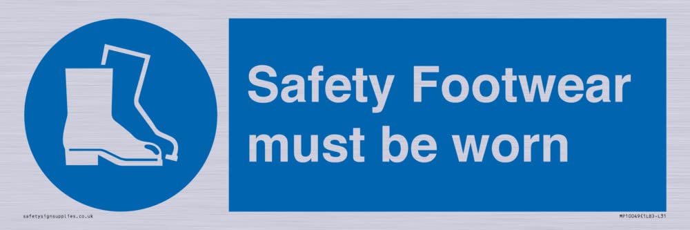 Safety Footwear must be worn Sign - 300x100mm - L31