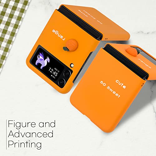 Qoosan 3D Fruits Cover Designed For Galaxy Z Flip 4 5G Case (2022) Thin Slim Fit Cute Kawaii Hard Phone Case For Women, Orange #TOP3