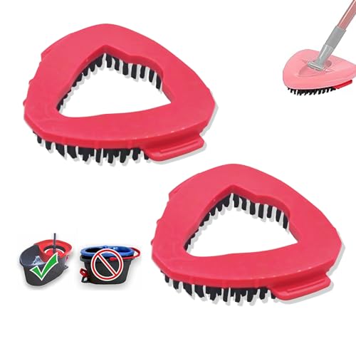 Scrub Brush Mop Head Replacement for O Cedar EasyWring 1 Tank System Spin Mop Replace Head Base Fit Shower Floor Scrubber, Hard Bristle Cleaning Brush for Bathroom Kitchen Tile -2Pack