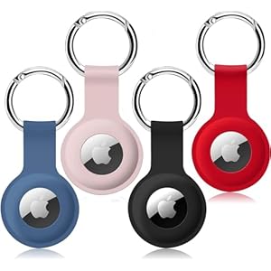 AirTag Holder Silicone Case 4 Pcs Protective Case for AirTag Portable Protector Case for AirTag Keyring for Keys, Bags Luggage Pet Collars Anti Lost and Scratch Resistant Design for Apple Air Tag
