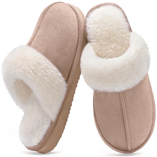 Image of Litfun Women's Fuzzy Memory Foam Slippers Fluffy Winter House Shoes Indoor and Outdoor