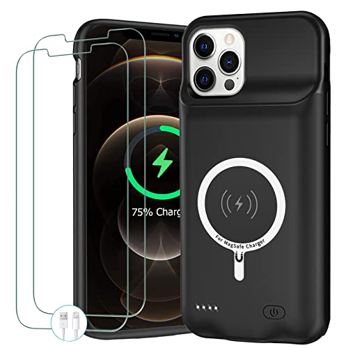 Battery Case for iPhone 12/12 Pro Upgraded 10000mAh Portable Protective Charging Case with Wireless Charging Compatible with iPhone 12/12 Pro (6.1 inch) Battery Pack Charger Cover with Carplay (Black)
