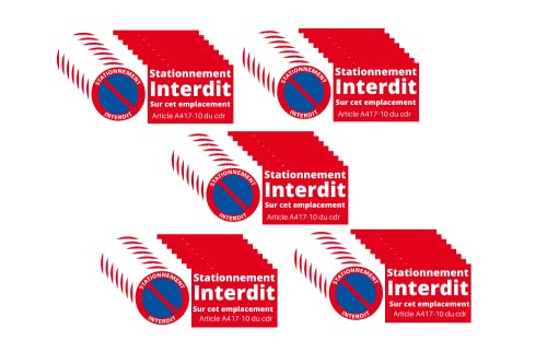 Lot de 35 Autocollants- Stationnement Interdit - Parking privé,Dissuasif Contre Les Voitures Mal Garées, Ou en Stationnement Gênant, Adhesif Anti vehicule Tampon