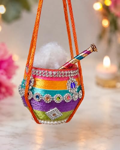 Best Janmashtami Decorations from Amazon India 86 Handmade Laddu Gopal Matki, Dahi Handi Hanging Pot, Janmashtami D...