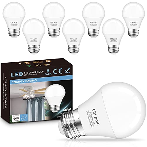 Cotanic 8 Pack LED Ceiling Fan Light Bulbs 2700K Warm White, A15 Small
